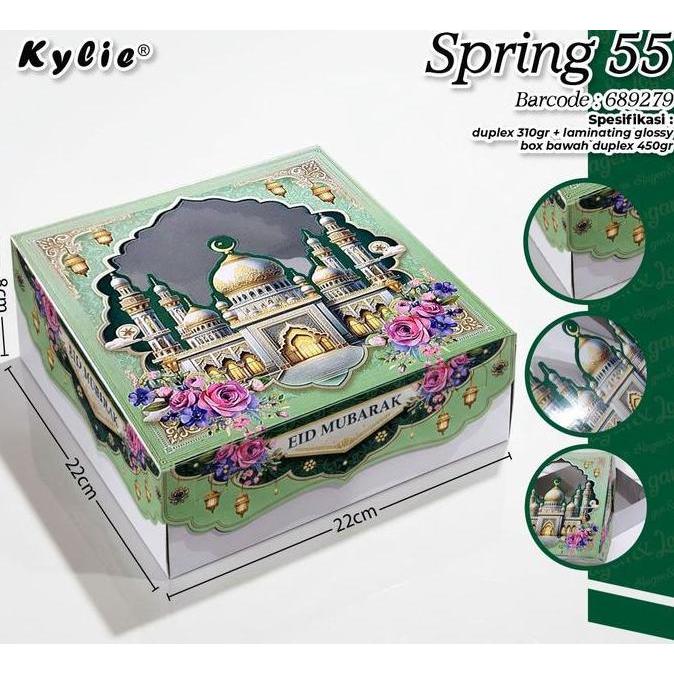 *****] Box lebaran Spring Bunga 22x22x8cm kotak brownies lebaran dus kue kue tart lapis Box Idul fit