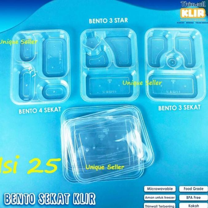 [Isi25] Thinwall Bento Sekat 3 Sekat 4 Bintang Star KLIR / Thinwal Bento Sekat 3 Sekat 4 Bintang Sta