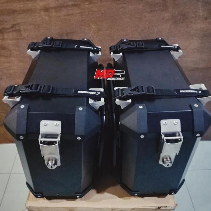 Side - Box Samping Motor Badak Hitam Alumunium Pannier 27Liter Kualitas Terbaik Harga Termurah