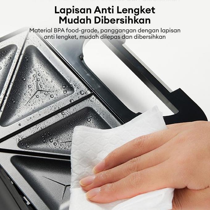 (BISA COD) SAMONO Sandwich Maker 400W 2 Slot Panggang Roti Anti Lengket, Low Watt, Klip Pengunci,Pra
