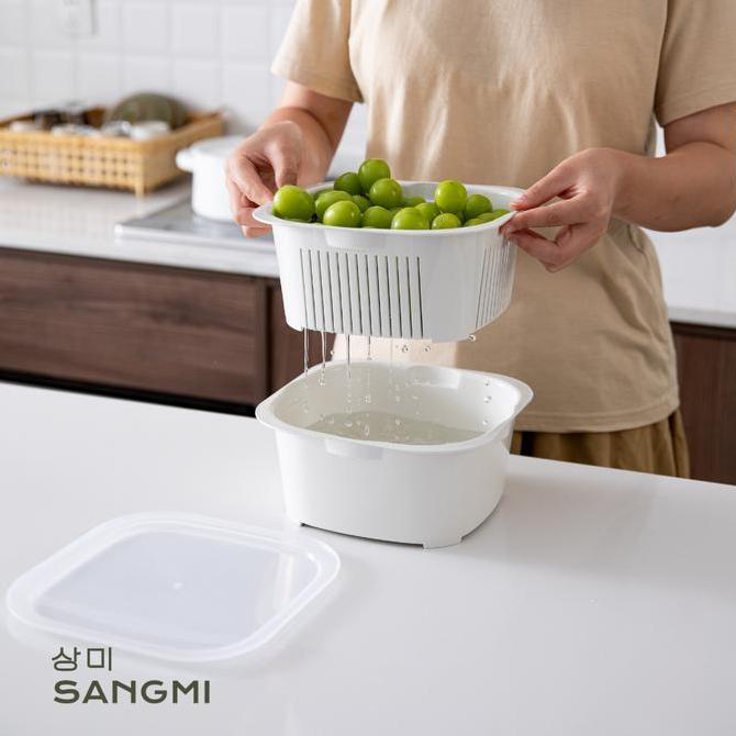 SANGMI Keranjang Tirisan Peniris Buah dan Sayur Tempat Cuci Buah Sayur BS