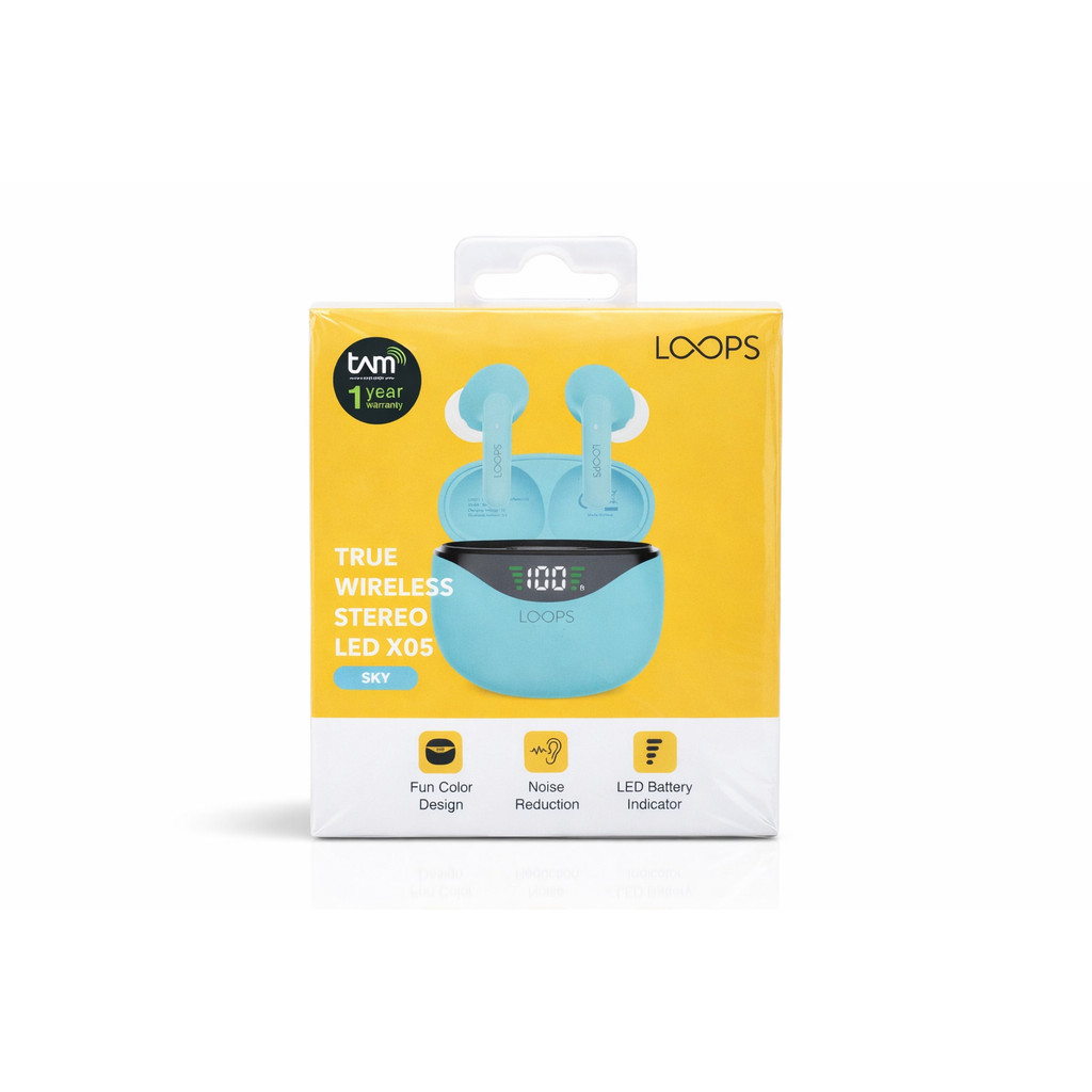 TWS Loops X05 LED Bluetooth - Sky | Baru Segel | Hadiah | Original