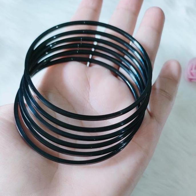 GELANG KERONCONG HITAM BAHAN TITANIUM ASLI MURAH LARIS