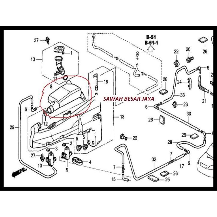 TERBARU TANK WASHER - TABUNG BOTOL TANGKI AIR WIPER WIFER HONDA CRV CR-V GEN 2 2002 2003 2004 2005 2