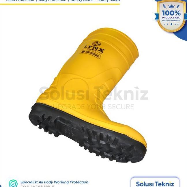 Sepatu Boot Rubber Kuning Safety Proyek Steel Besi Toe Lynx Safety  Gear