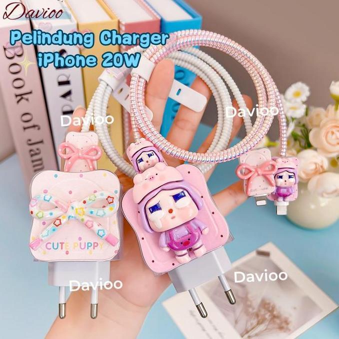 DESAIN BARU | Pelindung Charger FOR IPHONE 20W |Set 5 Item Paket Cover Pelindung Kepala Charger & Ka