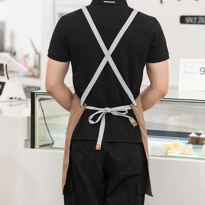 COD Apron Celmek Celemek Masak Barista Coffee Cafe Shop Dapur Model Kantong Polos Anti Air Dan Minya