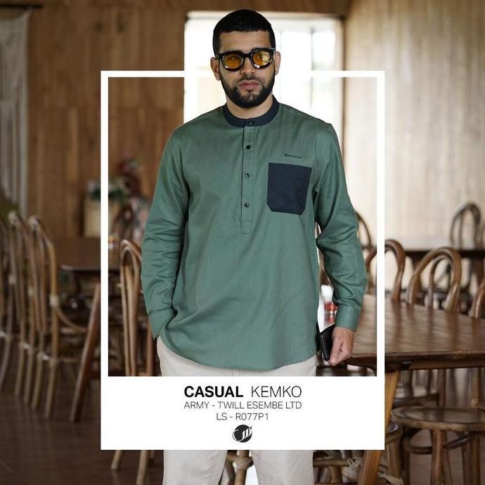SAMASE KEMKO CASUAL R077P LENGAN PANJANG Pakaian Muslim Pria Samase Clothes Baju Kemeja Koko Bahan T