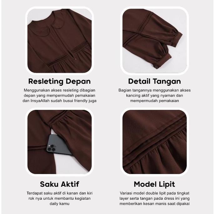 Mininos Kayla Dress Lipit | Gamis Daily Busui Remaja Muslimah Terbaru