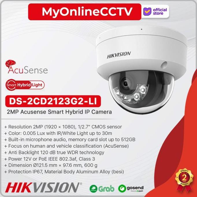 Promo Ds-2Cd2123G2-Li Hikvision 2Mp Ip Camera Cctv Indoor Acusense Smart Hybrid Light