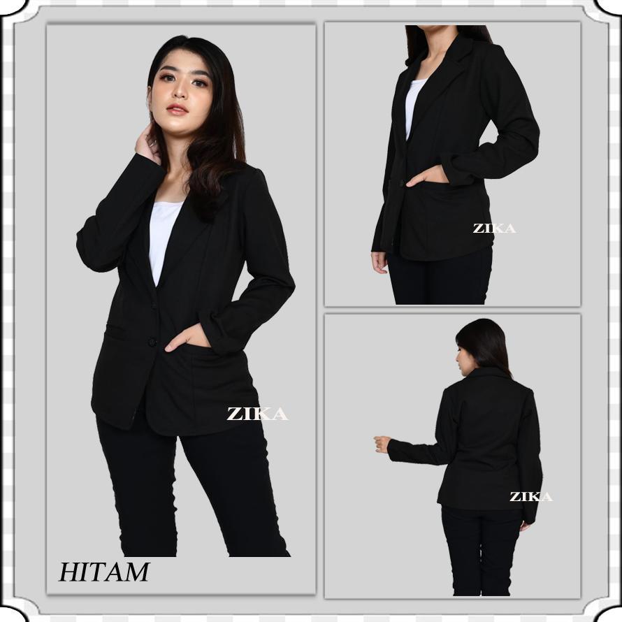 FREE ONGKIR BLAZER HITAM FORMAL KERJA KANTOR WANITA DEWASA JUMBO JAS CEWEK LENGAN PANJANG