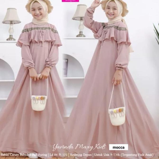 YERINDA KIDS GAMIS putih set hijab ANAK PEREMPUAN TERBARU 2024 YERINA BUSANA MUSLIM ANAK TANGGUNG BA