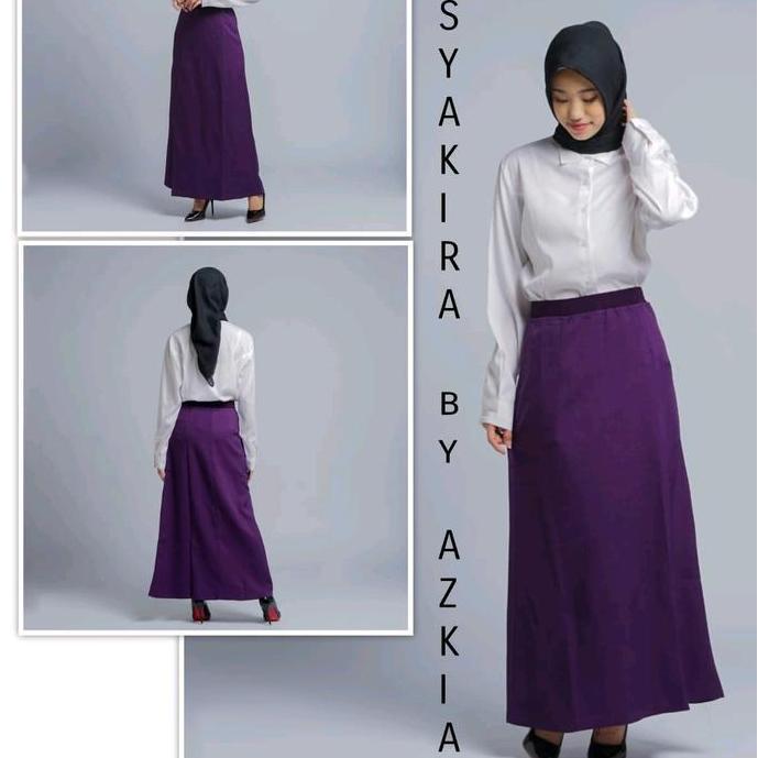 Rok kerja casual trendy wanita A line panjang terbaru modern kekinian pinggang full karet elastis po