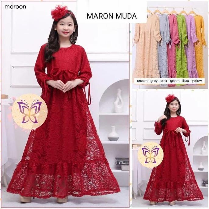 Gamis marifa kid nomer 3 baju anak 12 13 tahun dress brukat mar GB