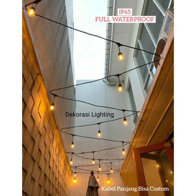 kabel lampu gantung waterproof 1custom 15m 15fiting 11m-19m outdoor