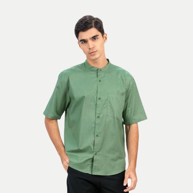 Erigo Shanghai Short Sleeve Basic Farhan Sage Green - Kemeja Koko Lengan Pendek Unisex