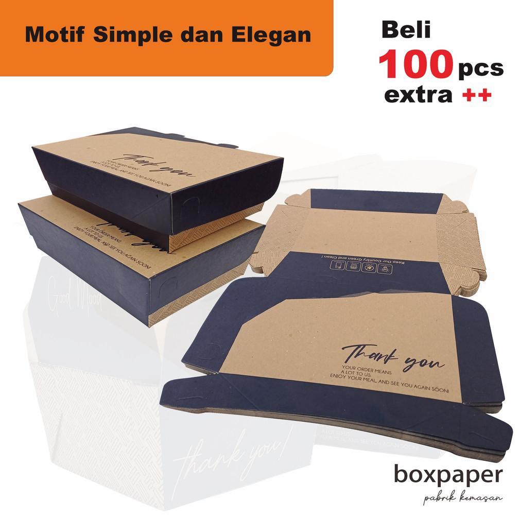 Terbaru Paper Lunch Box Size ( L )  Kraft Laminasi  Kotak Dus Makan Ayam Nasi Goreng Bakar Geprek Pe