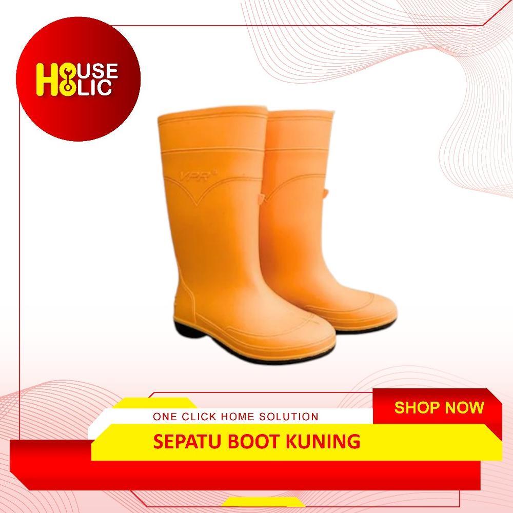 TERBARU Sepatu Boot Kuning / Safety Boot Karet Tahan Air & Anti Licin
