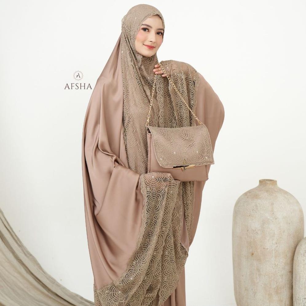 Mukena Premium Royal AFSHA Silk With Exclusive Pouch