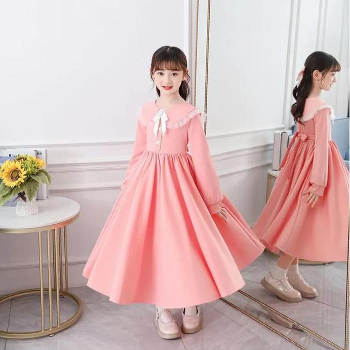 DRESS ANAK PREMPUAN KOREA  SANNYA / TERBARU / LENGAN PANJANG / USIA 5-12 TAHUN / FHASION / KOREA / B