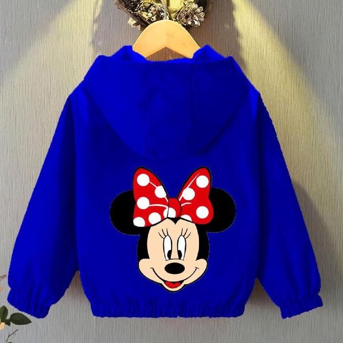 TERKINI JAKET ANAK PEREMPUAN BERGAMBAR MINIMOUS BERHUDI BERKERUT TANGAN DAN BAWAH TERKINI