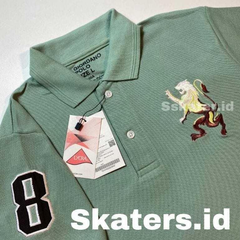 original kaos polo shirt pria kaos kerah giordano 3d lion premium