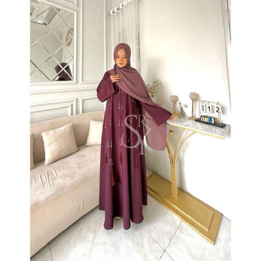 NEW Rizkia Abaya Simple Elegant Gamis Abaya Kekinian By Syarah Collections