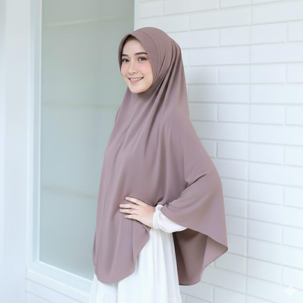 HOT Khimar Jumbo XXL Bergo Instan Jersey Tebal Adem, Tidak Menerawang
