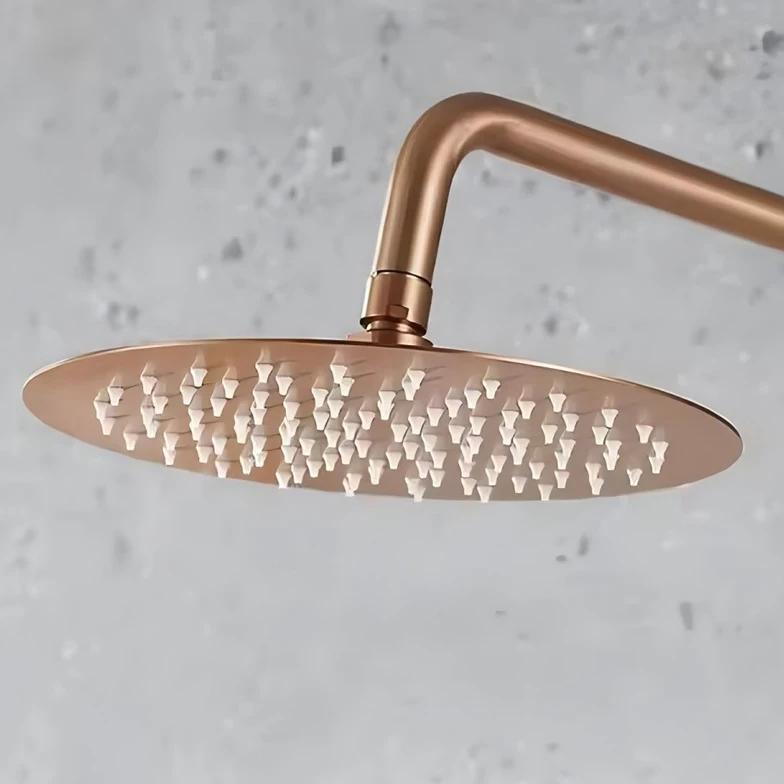 Brushed Rose Gold Rain shower head stainless steel Ultrathin water pressurize shower head in rose go