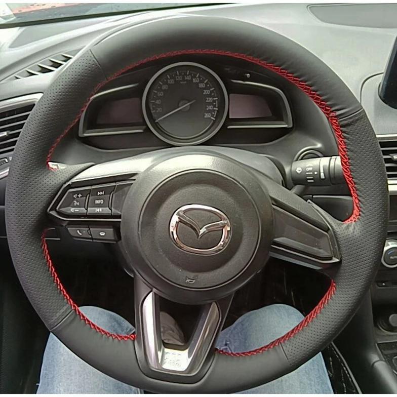 Customized DIY Black Faux LeatherCar Accessories Steering Wheel Cover For Mazda 3 Axela Mazda 6 Aten