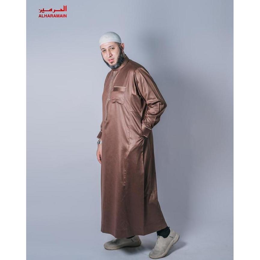 AL Haramain Jubah / Gamis Pria Remaja & Dewasa Slimfit Resleting Bordir (LGH 001) | Hijau Botol | Hi