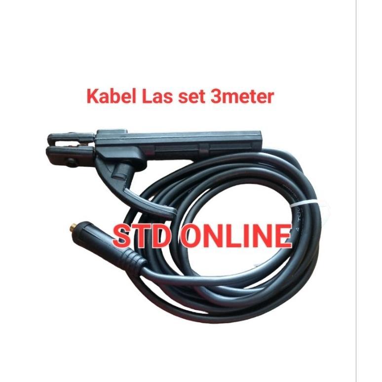 Kabel mesin Las set panjang 3meter + stang las komplit