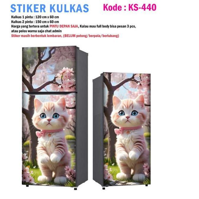 Stiker Kulkas 1 Pintu dan Sticker Kulkas 2 pintu Kucing Lucu