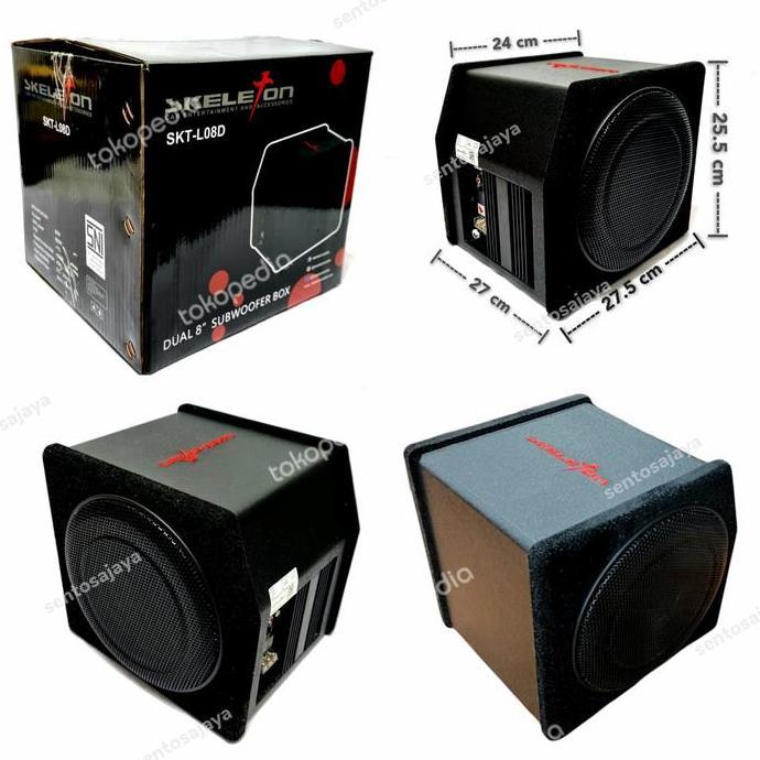 Subwoofer Basstube Kotak Aktif Dual 8 Inch SKELETON SUB-L08D terlaris