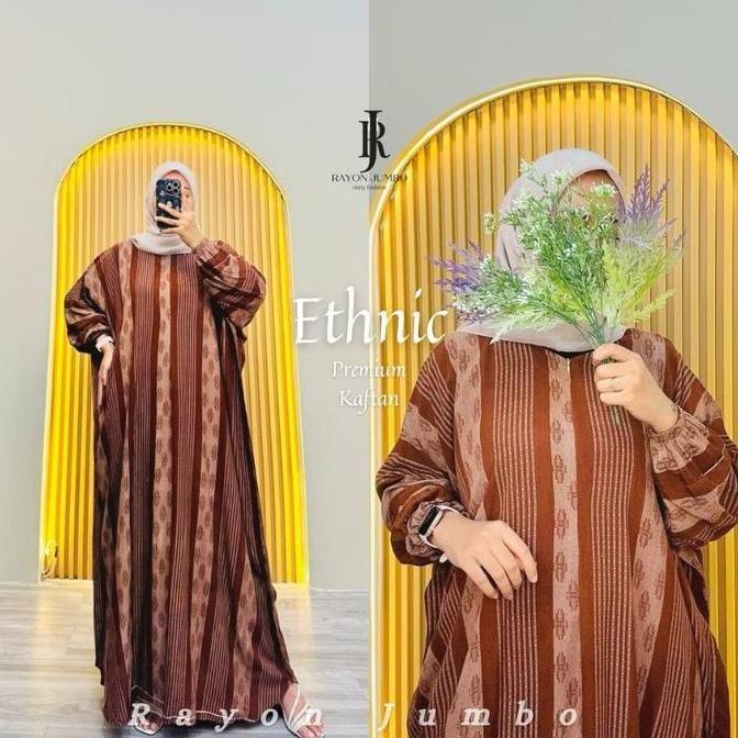 Ethnic Home Kaftan by Daster Qu Soraya Gamis Kaftan Rayon Jumbo Maksi Kaftan Motif Batik Songket Bus