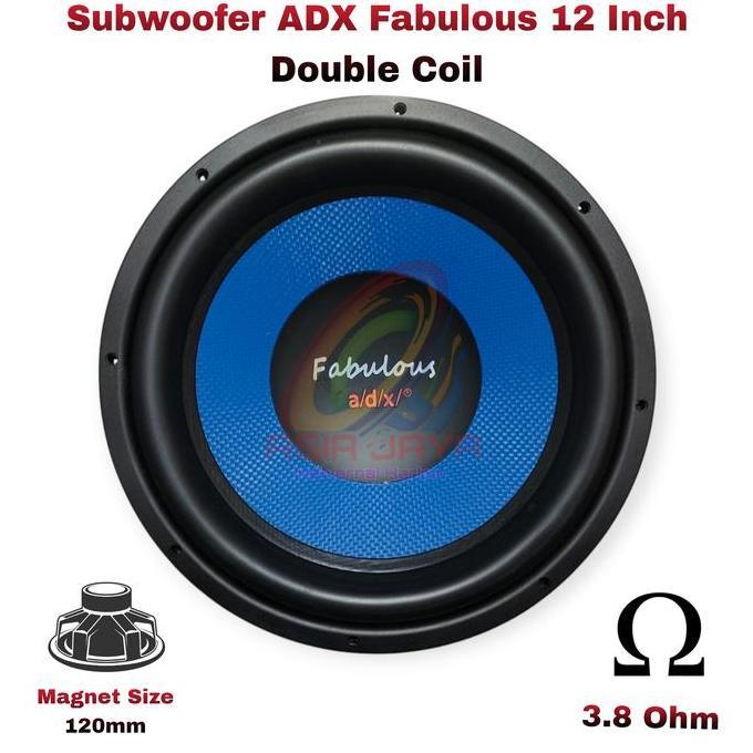 Subwoofer ADX Fabulous 12 inch Double Coil Biru Bass Black Speaker terlaris