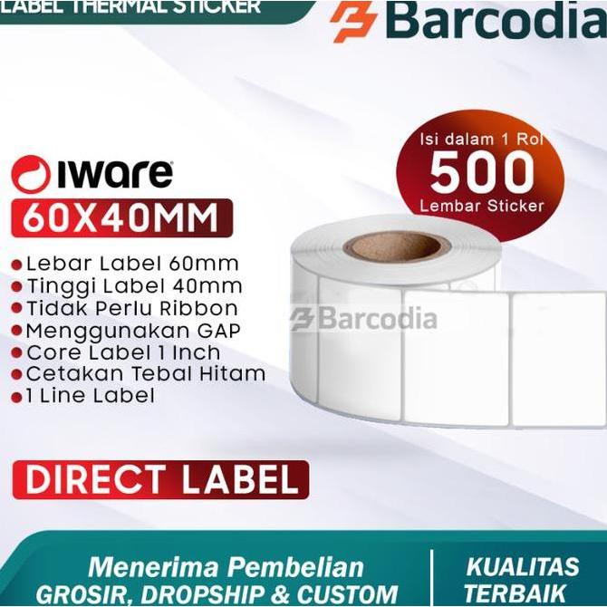 Lansungkirim- Label Barcode 60 X 40 Kertas Sticker Thermal 60X40 Mm