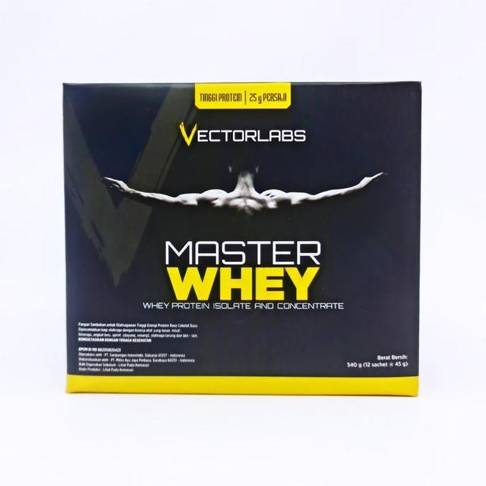 Whynottx- Master Whey Vectorlabs 12 Sachet 1 Box Kotak Saset Sachets Protein Concentrate Isolate 3 1