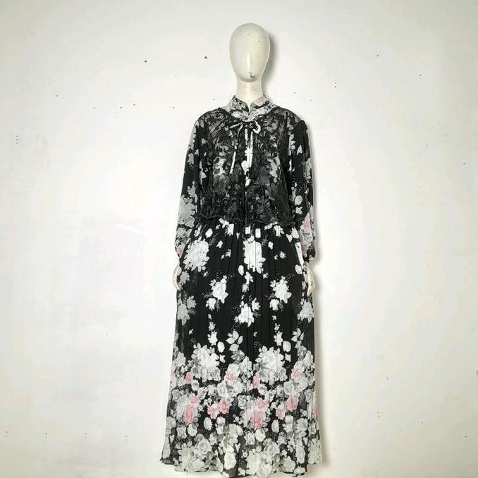 Gamis Brukat Simpel Elegan Matt Ceruty Dress Wanita Remaja Dewasa Terbaru Premium Kekinian Rompi Ren