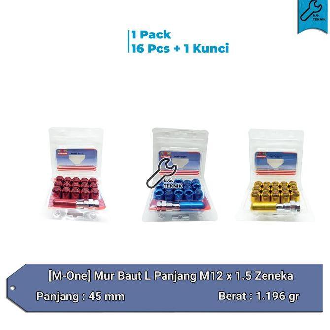 Yukbisa- Mur Roda L Baut Racing Mobil Warna 12X1.5/1.25 Zeneka - M-One