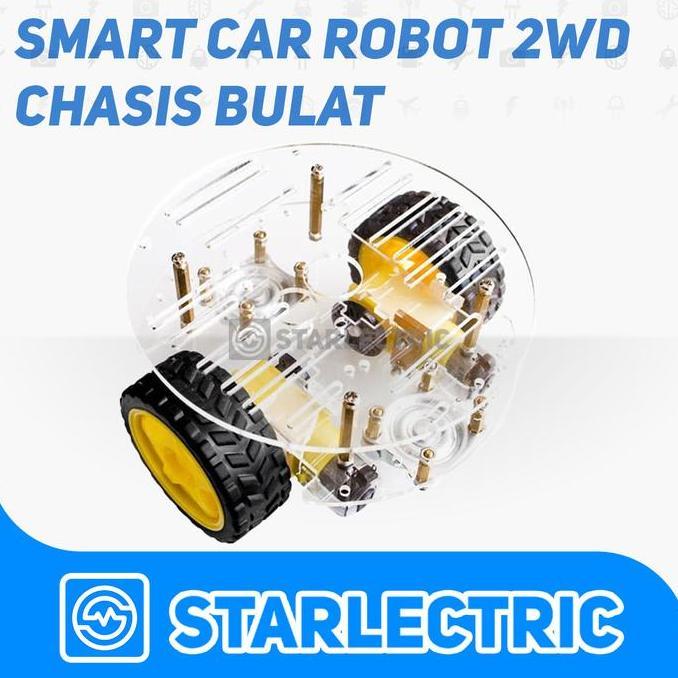 Lansungkirim- Chasis Mobil Robot 2Wd 2 Wd Smart Car Robot Chassis Bulat