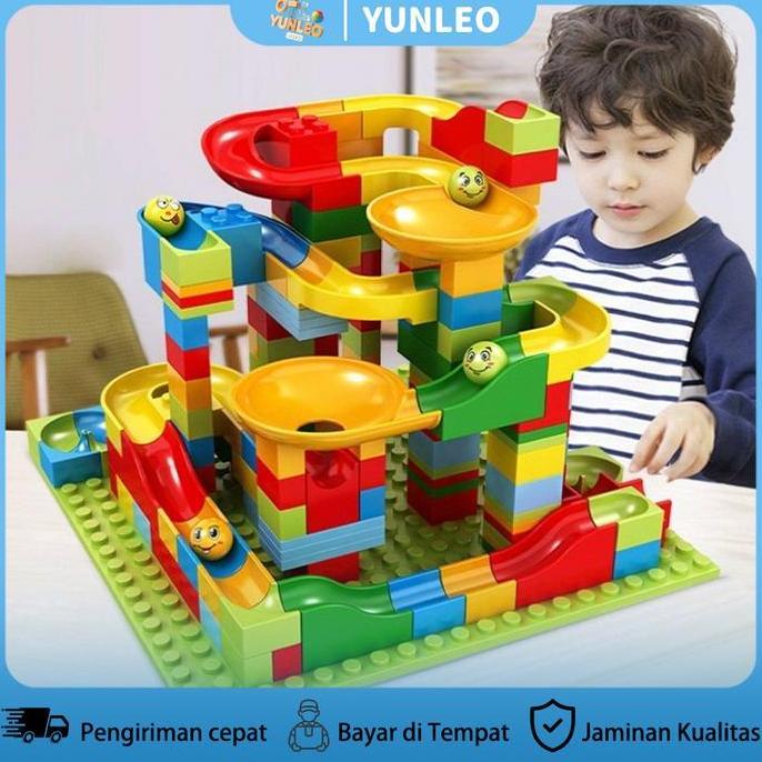 Mastokokelontong_ - YUNLEOToys Marble Race Run 168pcs Bulding Blocks  Plastik  Balok Susun Track Sli