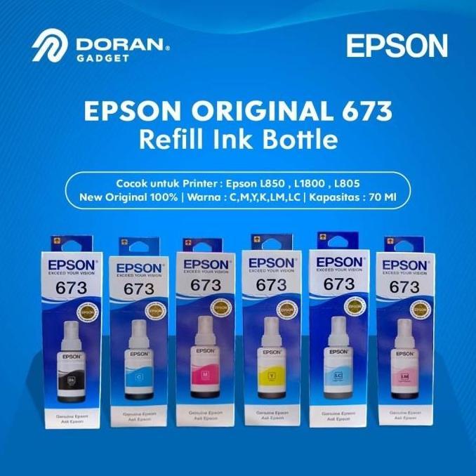 Tinta Epson 673 T673 Original Printer L805 L810 L850 L1300 L1800 ORI