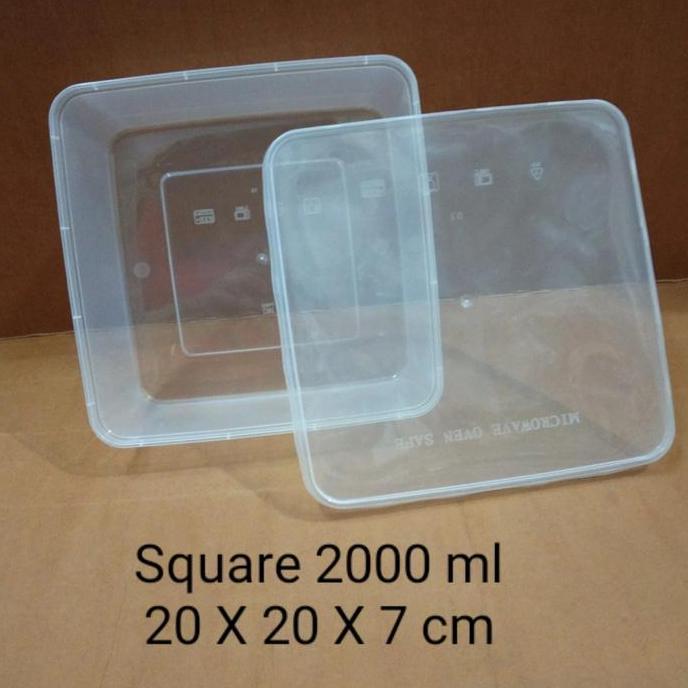 Kotak Makan | Thinwall Plastik | SQUARE 2000 ml | Kotak Plastik | Kemasan Snack Makanan | Container 