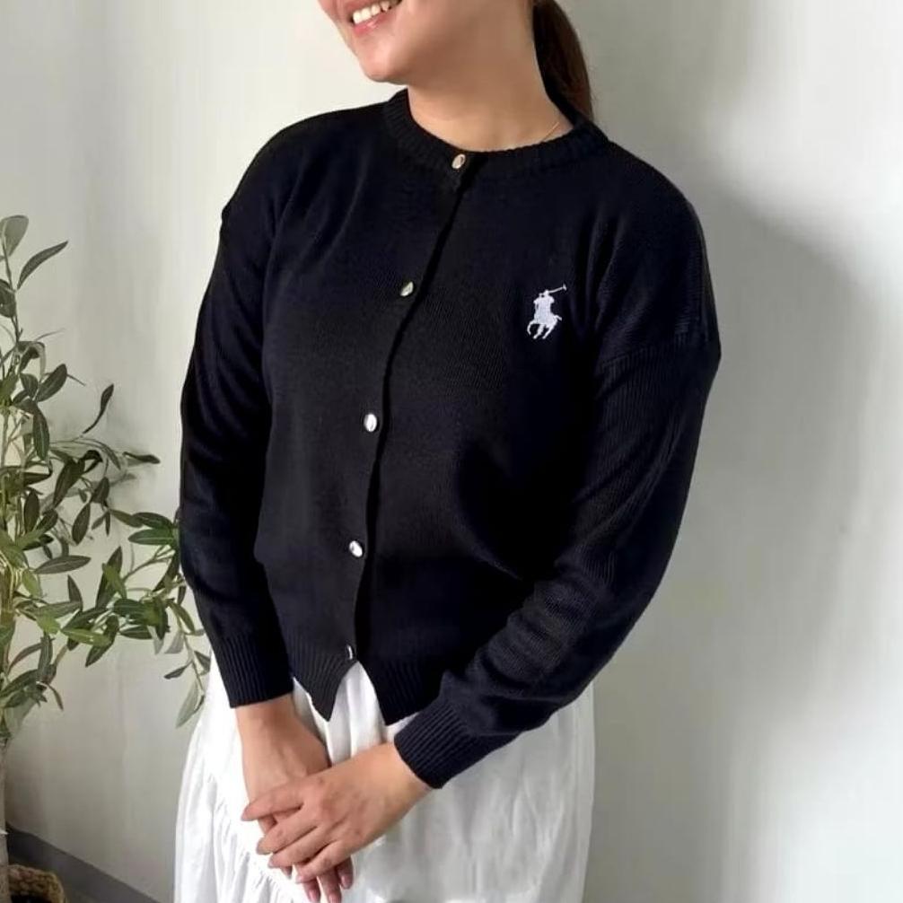 ORIGINAL Alia Cardigan Rajut Wanita Bordir Polo Horse Premium | Tebal Lembut Tidak Nerawang
