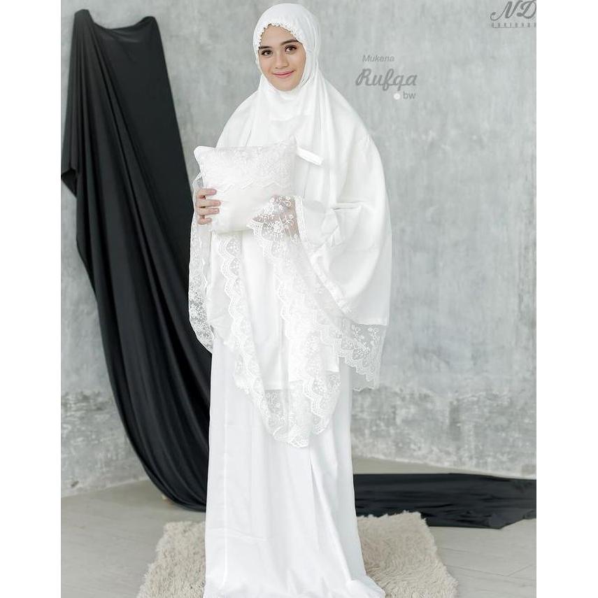 Mukena Rufqa Putih Tulang Mukena Cantik Mukena Premium Mukena Umroh Dan Haji Mukena Polos Mukena ren