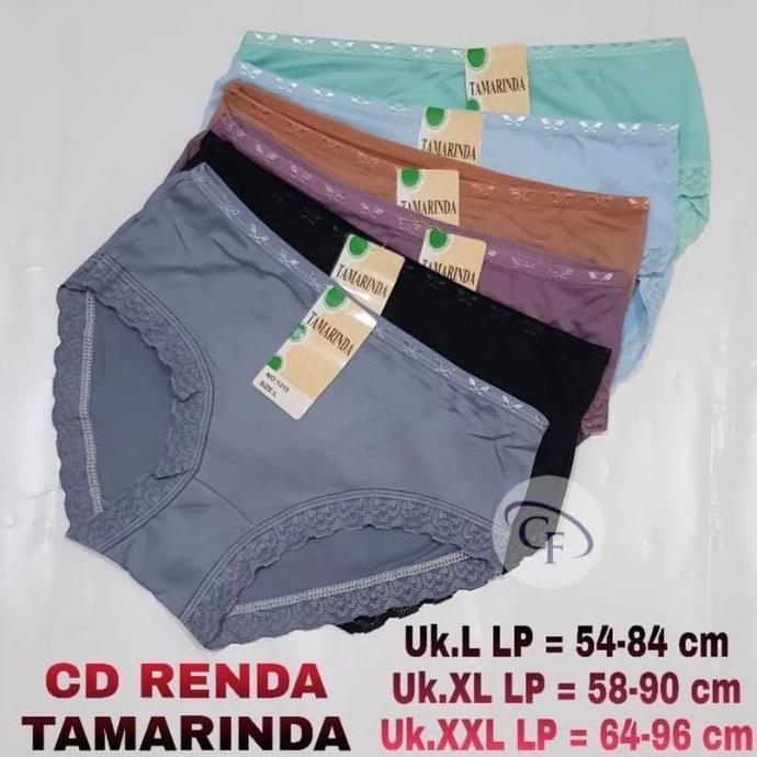 Promo Sale ( Isi 3 / 6 Pcs ) Cd Tamarinda/Teli/Faylin / Celana Dalam Wanita Dewasa Motif Polos Renda