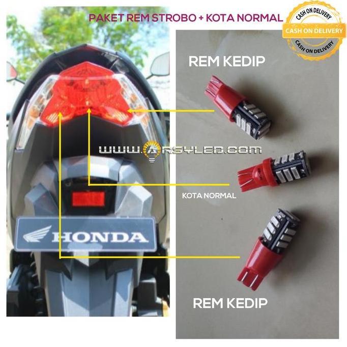 ARSYLED Paket Lampu led motor rem honda vario 125 150 kedip strobo terang