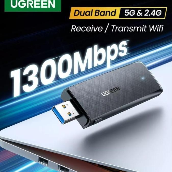 UGREEN USB Wifi Wireless Adapter AC1300 Wifi Receiver Dual Band USB Adapter 50340