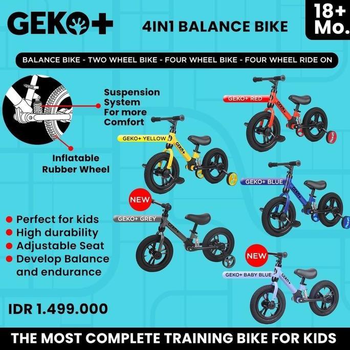 Geko+ 4 in 1 balance bike sepeda anak